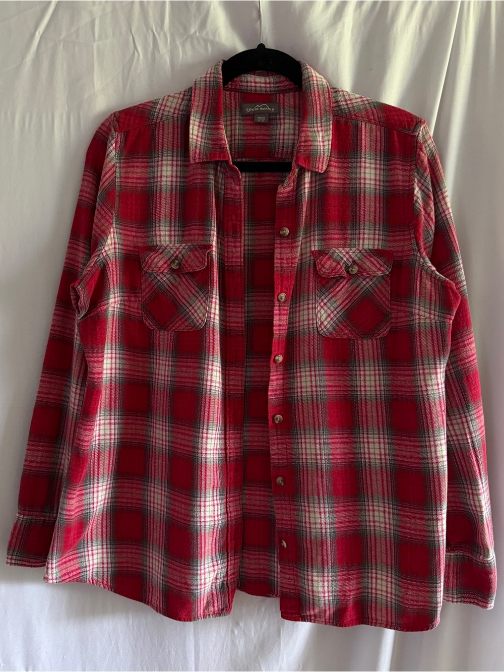 Eddie Bauer Red Plaid Flannel 100% Cotton